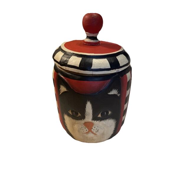 Vintage Wooden Hand Carved Hand Painted Trinket Box 6x4” - Picture 2 of 8